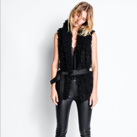 Zadig & Voltaire faux fur black sleeveless jacket - Picture 1 of 10